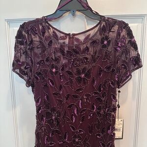 Adrianna Papell night plum NWT beaded gown elegant size8